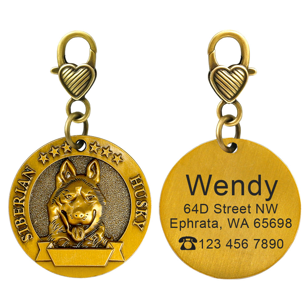 3D Dog ID Tags Engraved Personalized Metal Pet Custom Puppy Cat Name Tags Collar
