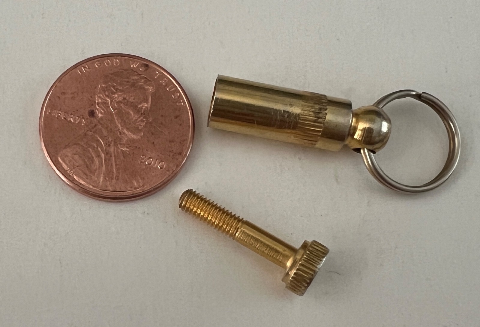 Owner ID Tube To Keep With Pet In Case Pet Gets Lost, Brass, Jump Ring, No Paper