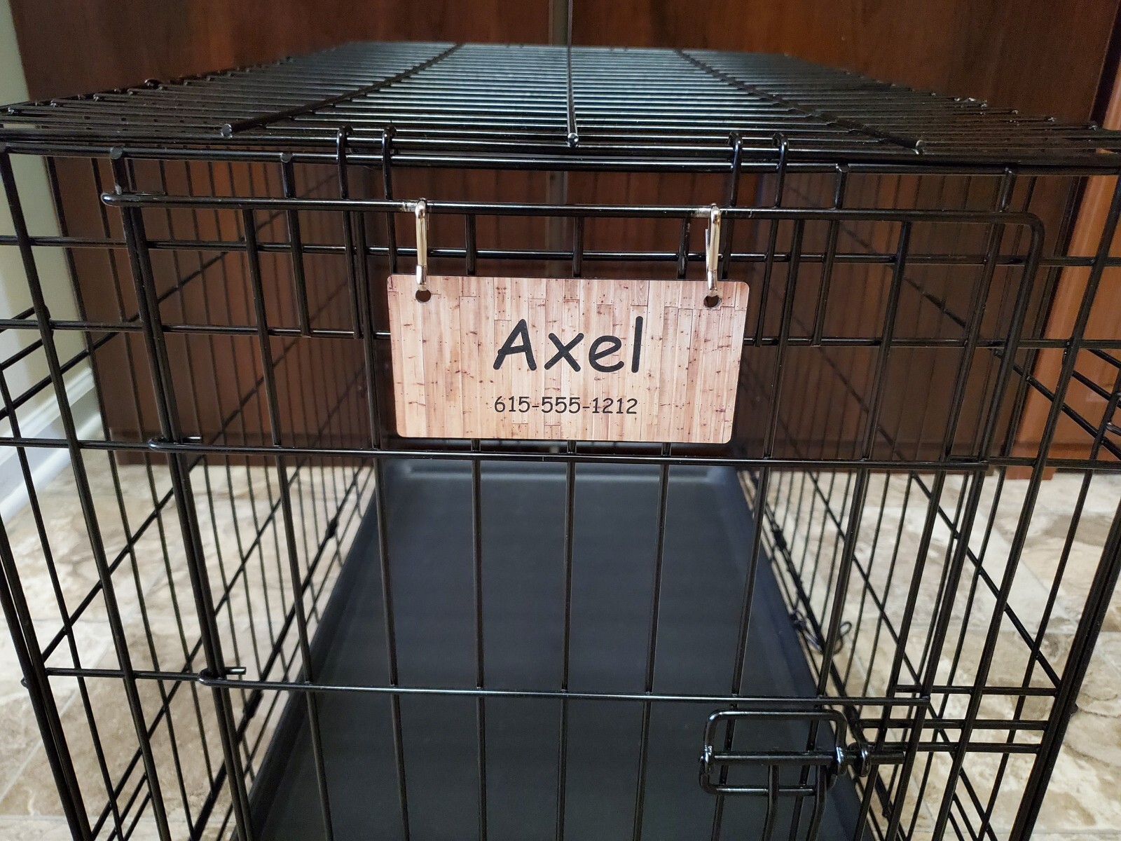 Wood Fence Design Personalized 5″ x 2.5″ Dog Crate Tag FREE SHIPPING