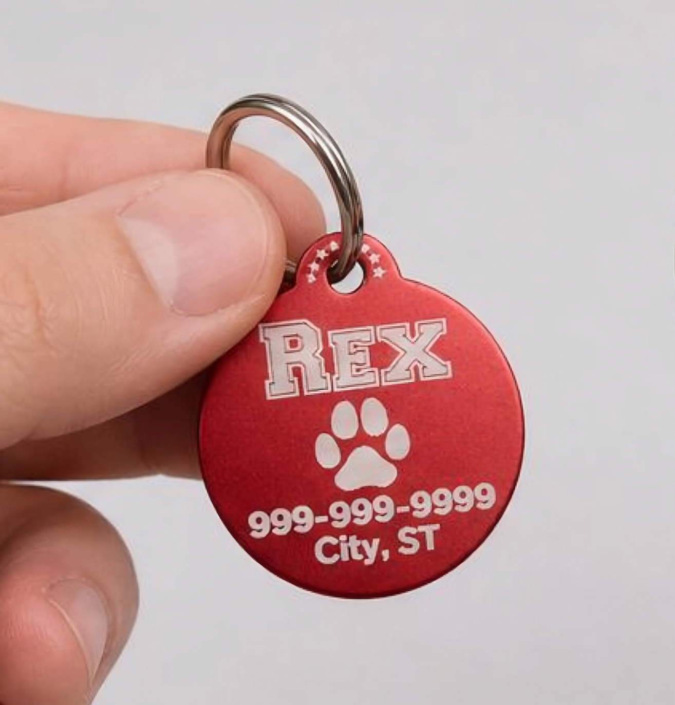 Custom Engraved Pet ID Tag – Personalized Dog Cat Name Tag – Round Aluminum