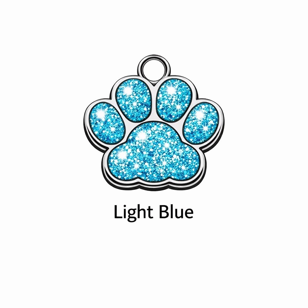 Deep Engraving Glitter Paw Pet ID Tag, Custom Engraved Dog Tags Personalized