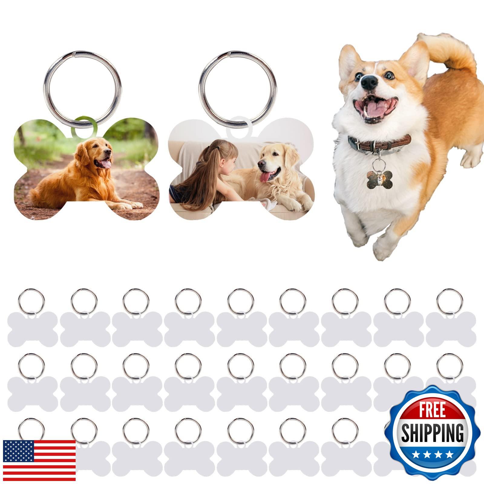 30 Pcs Sublimation Blank Dog Tags Bone Shaped DIY Double Sided Aluminum Dog I