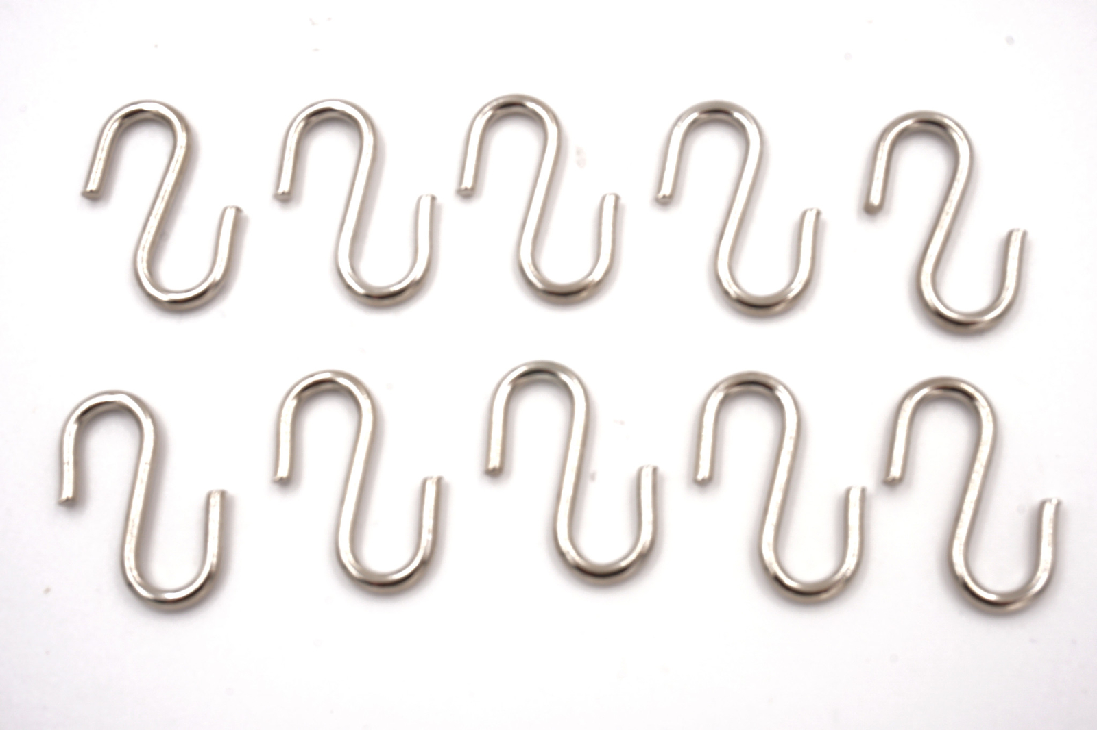 Pack of 10 Nickel Plated Steel S Hook 3/4 inch Length