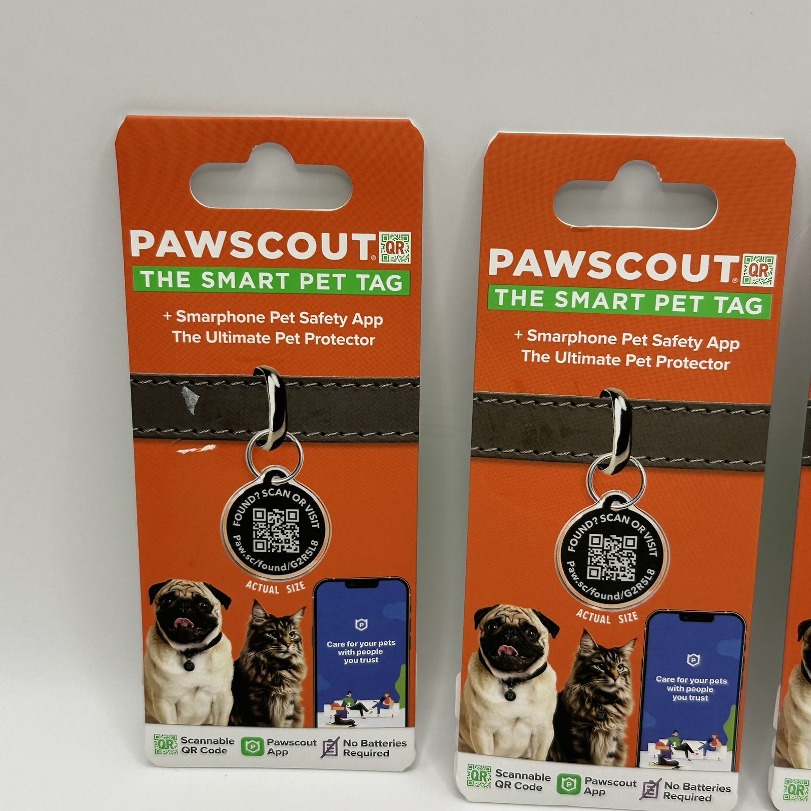 🐾 (4) PAWSCOUT Smart Pet Tags QR Finder Dogs Cats Smartphone Pets Safety App