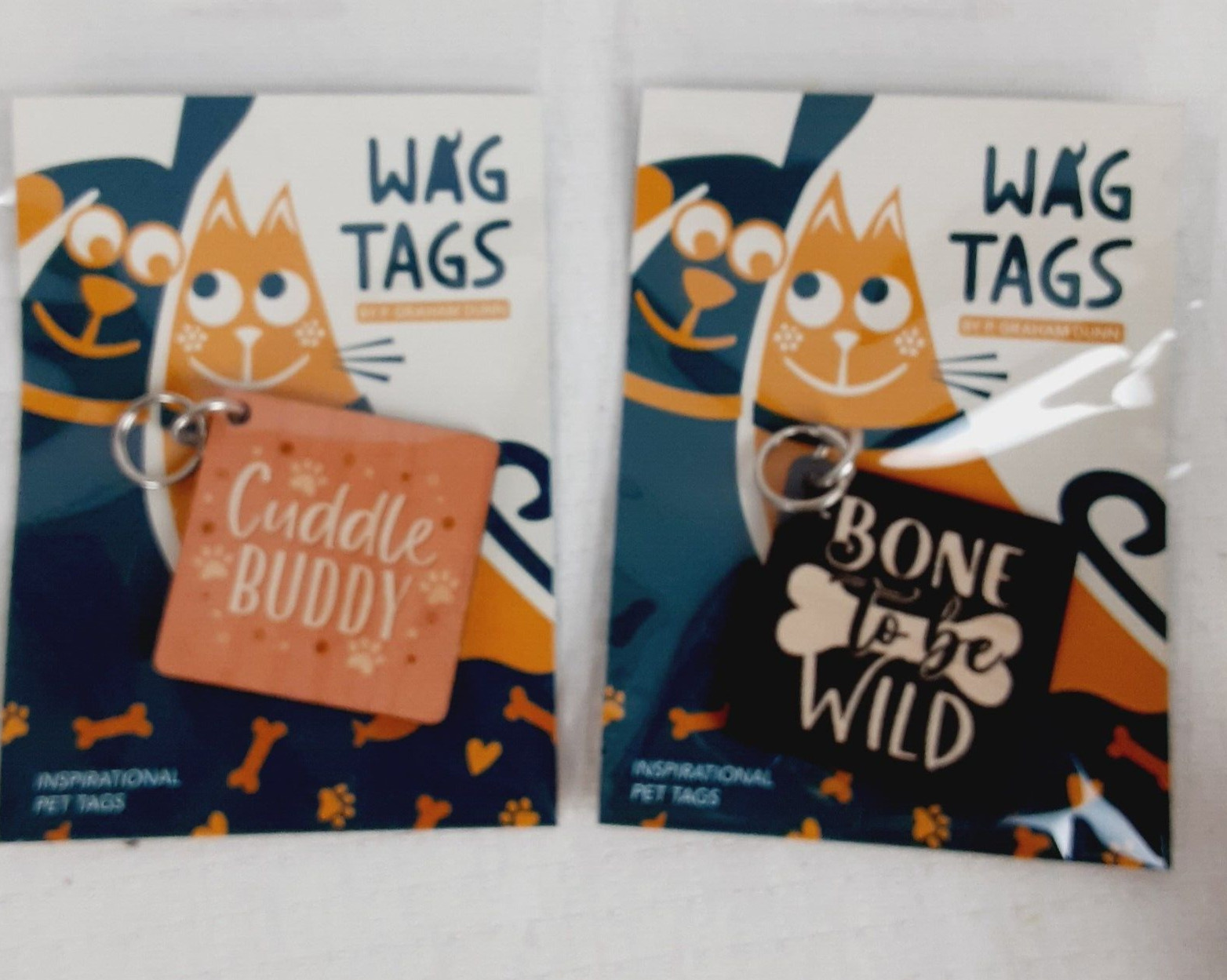 P Graham Dunn WAG TAGS Pet Collar Charms Wooden Square 1.5″ Wild, Cuddle Buddy