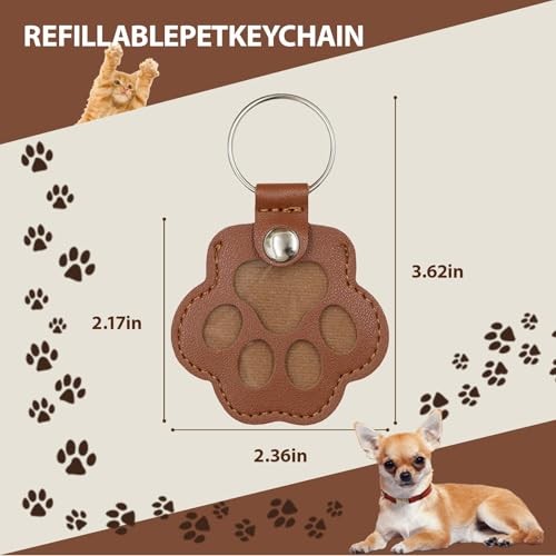 Pet Paw Print Leather Keychain Hair Keepsake Memorial
