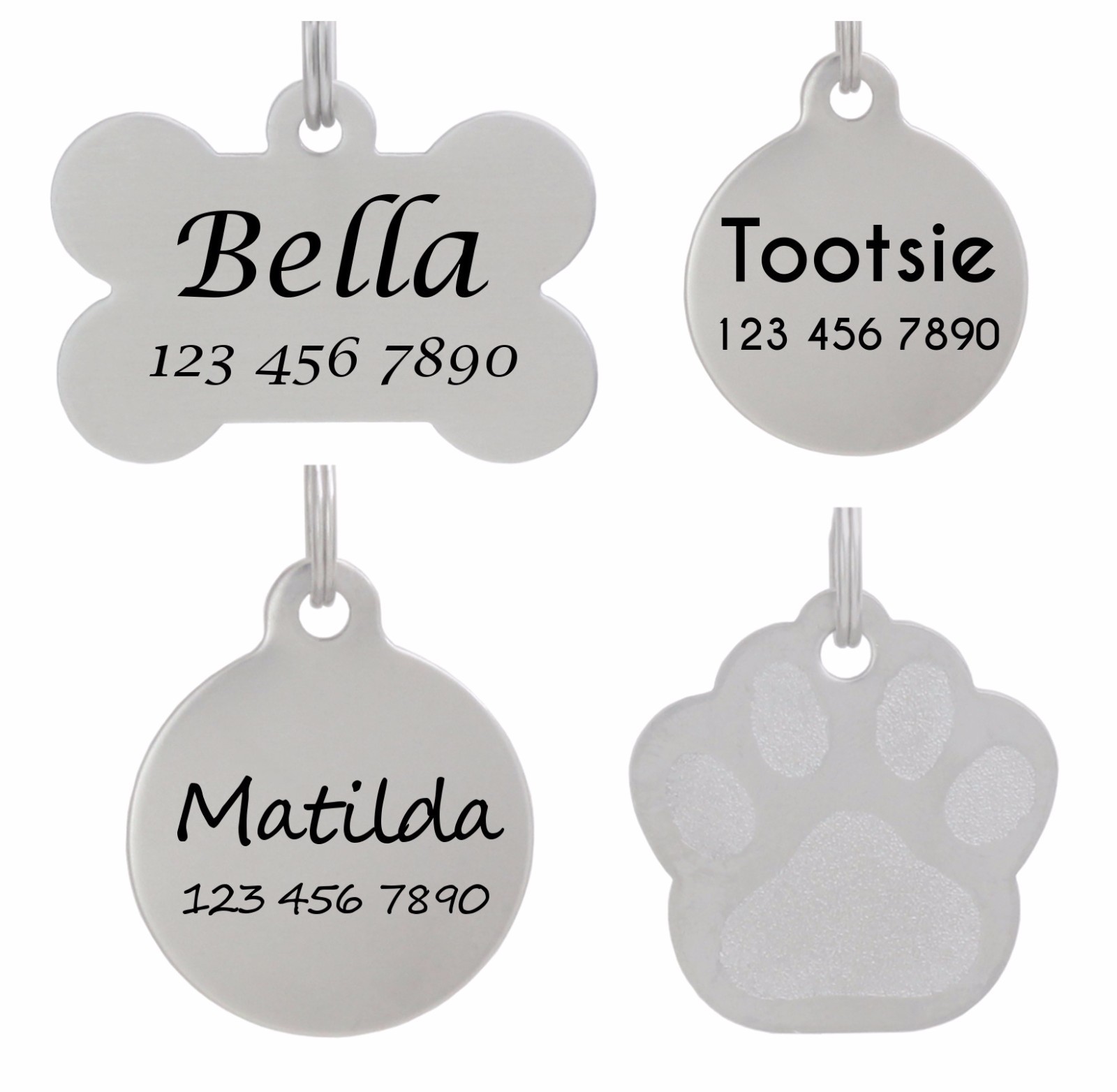 Double Sided Pet ID Tag Personalized Dog Cat Tag Laser Etched Stainless Steel