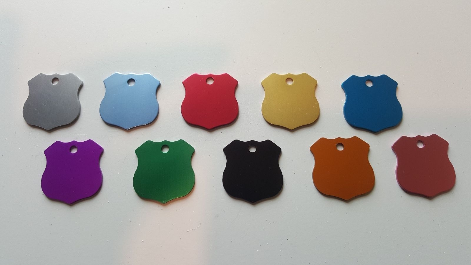 PET TAG POLICE SHIELD BADGE ID DOG TAGS PREMIUM FULLY ANODIZED DIAMOND ENGRAVED