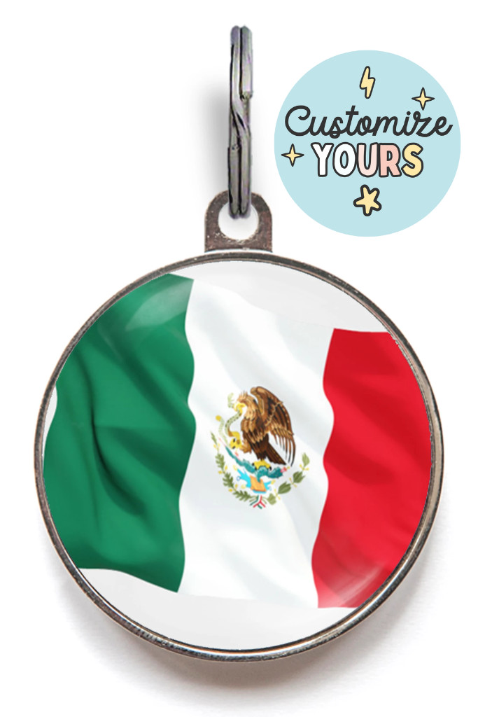 Mexican Flag Dog ID Tag – Custom Mexico Pet Tag for Dogs & Cats, Personalized