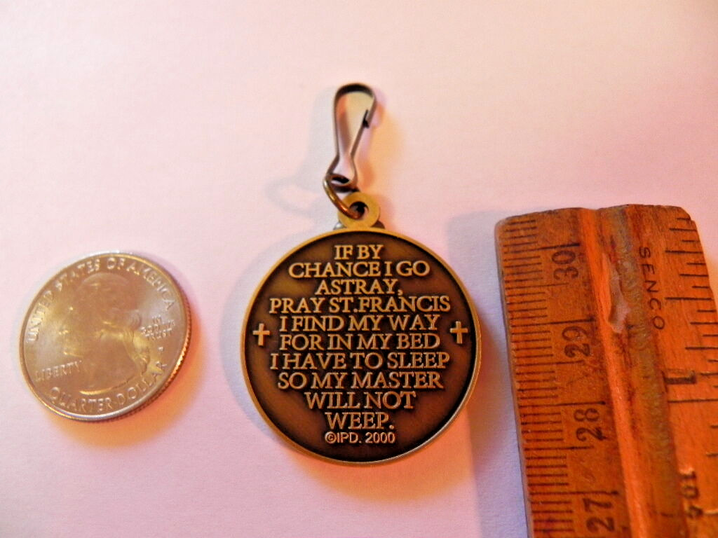 SAINT ST FRANCIS DOG COLLAR TAG WITH PRAYER Bronze Tone pet medal QUALITY NEW