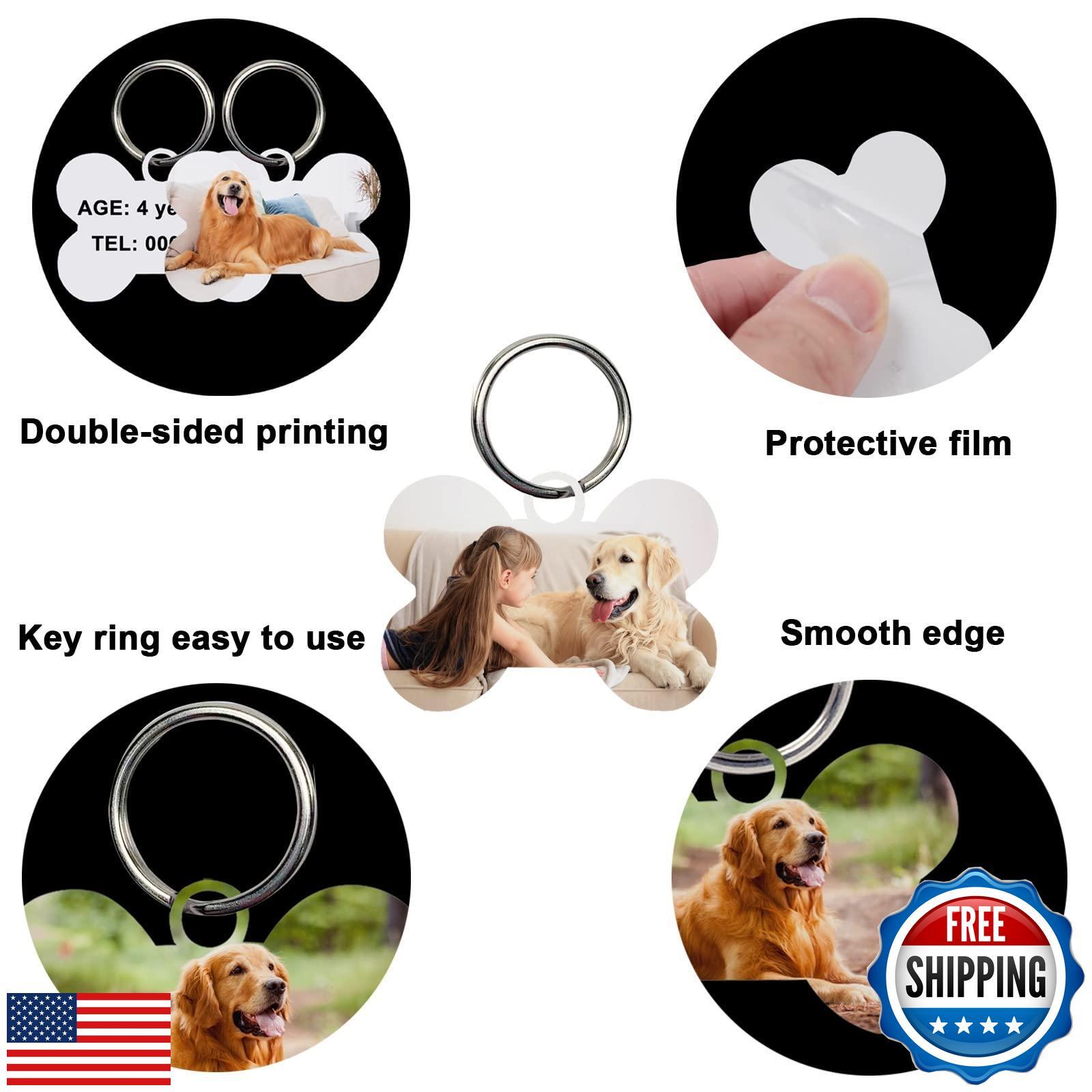 30 Pcs Sublimation Blank Dog Tags Bone Shaped DIY Double Sided Aluminum Dog I