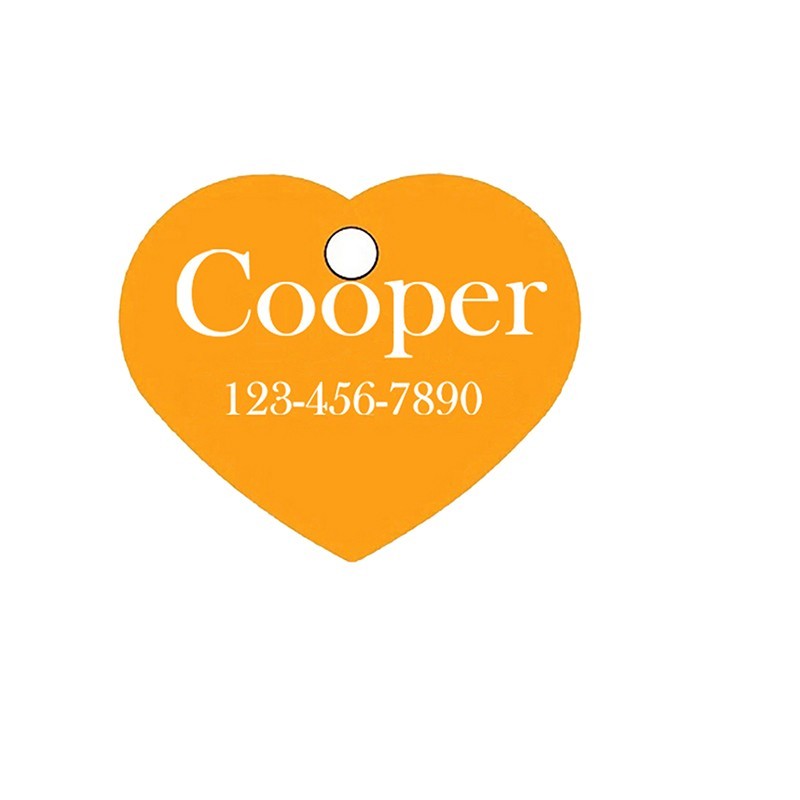 Custom Heart Aluminum Pet ID Tag Engraved Placa Corazon Perro Gato 2 Sizes USA
