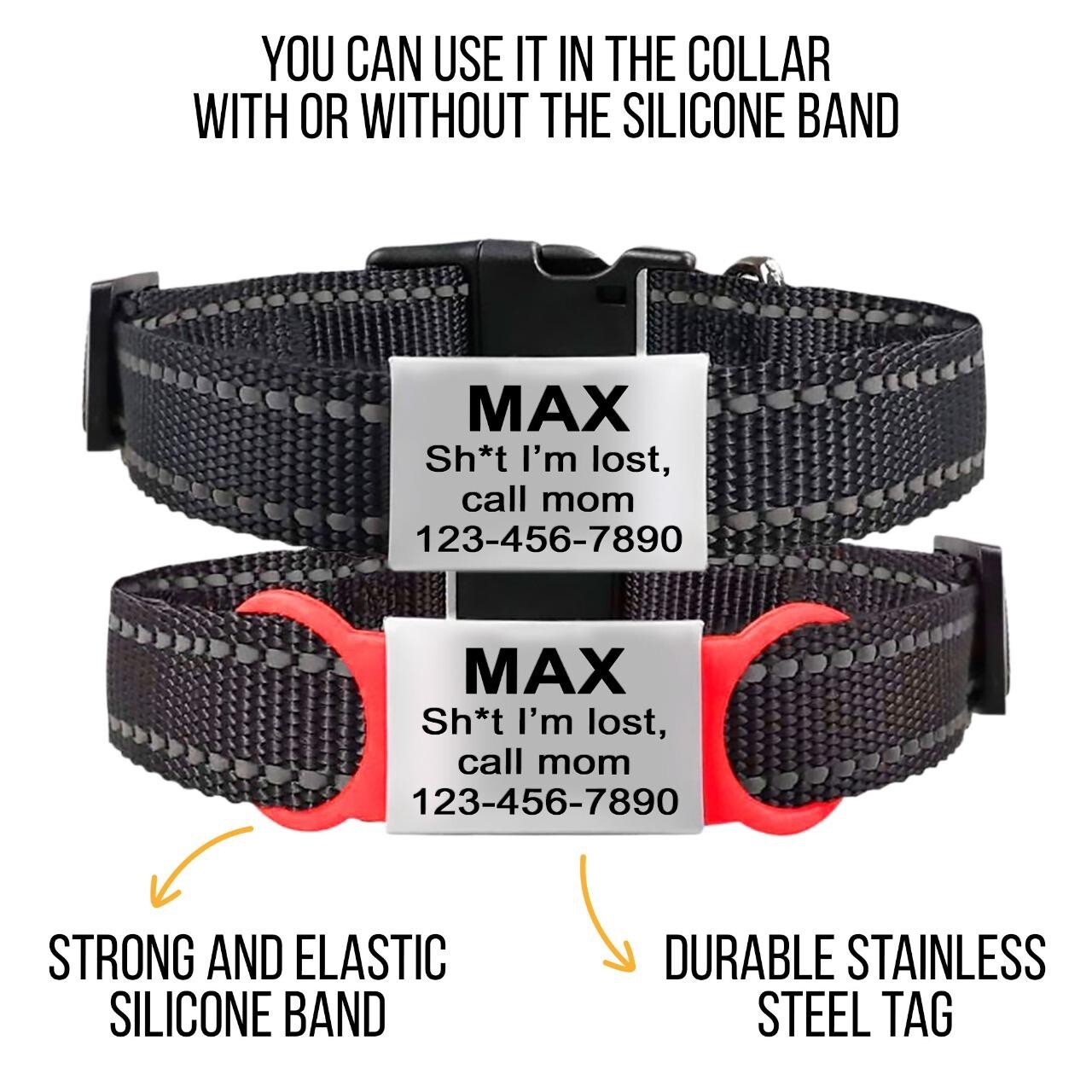 Dog ID Tags Personalized Engraved Slide on No Noise Name Collar Tag for Pets Cat