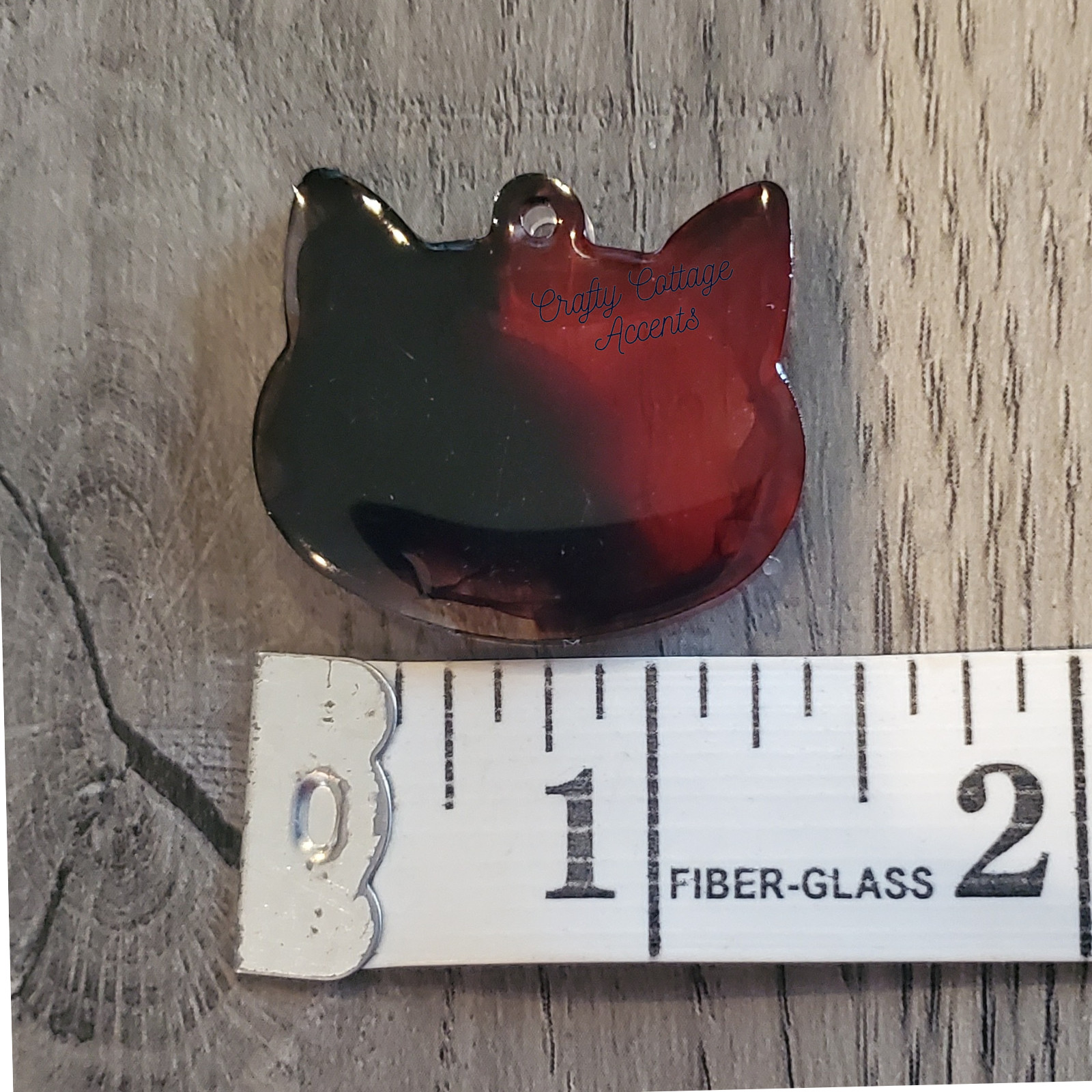 Resin Cat Pet Tag – Red & Brown Handmade Collar Charm Accessory for Cats & Pets