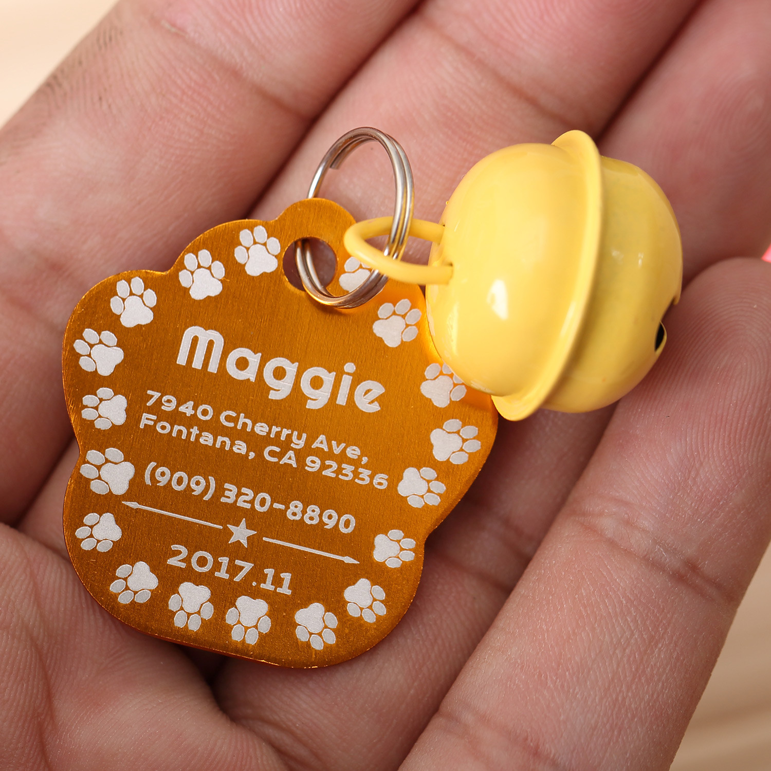 CUSTOM ENGRAVED PERSONALIZED PET TAG ID DOG CAT NAME TAGS WITH BELL ENGRAVED