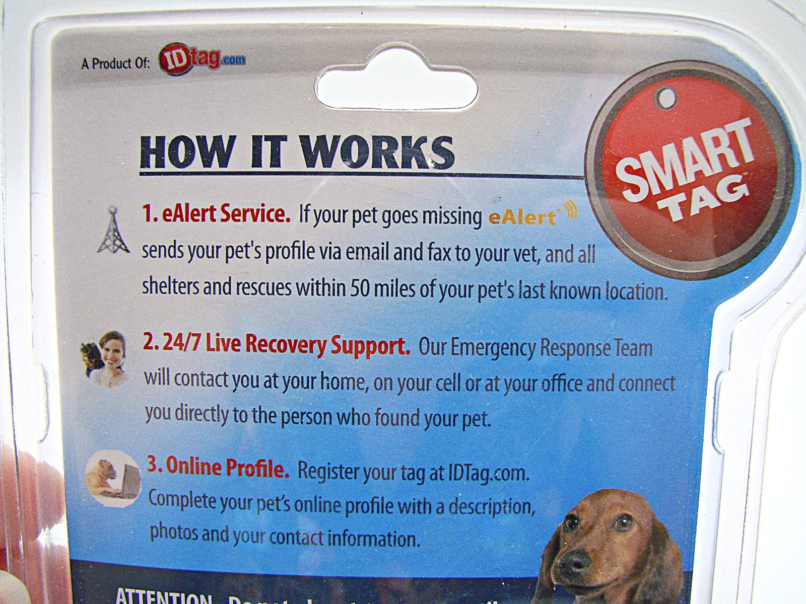 Smart Tag Pet ID Small Pink Bone Enamel EAlert Service Find Your Pet Fast