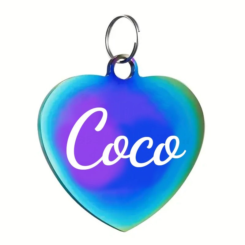 Custom Heart Pet ID Tag Deep Engraved Stainless Placa Corazon Perro Gato USA