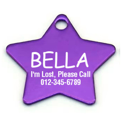 Custom Star Aluminum Pet ID Tag Engraved Placa Estrella Perro Gato 2 Sizes USA