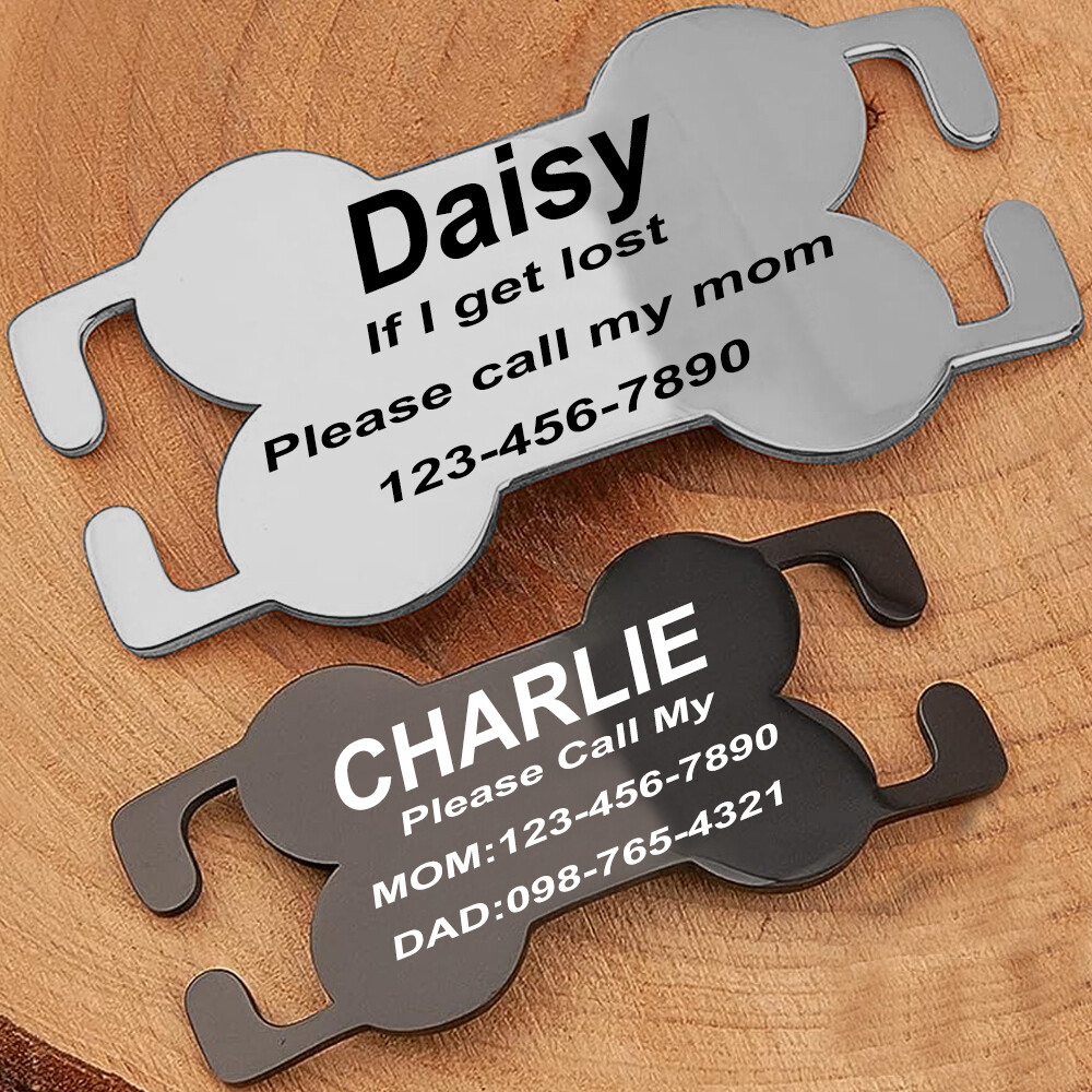 10 Pack Blank Open Slide On Dog Bone ID Tag Stailess Steel Pet ID Name Cat Tags