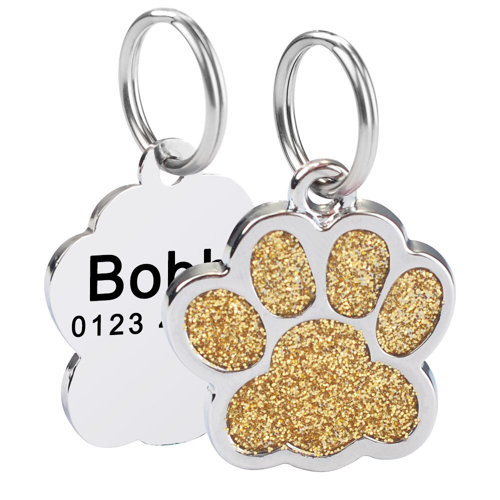 Personalized Dog Tags Custom Engraved Cat Dogs Pet ID Name Tags Collar Bling Paw
