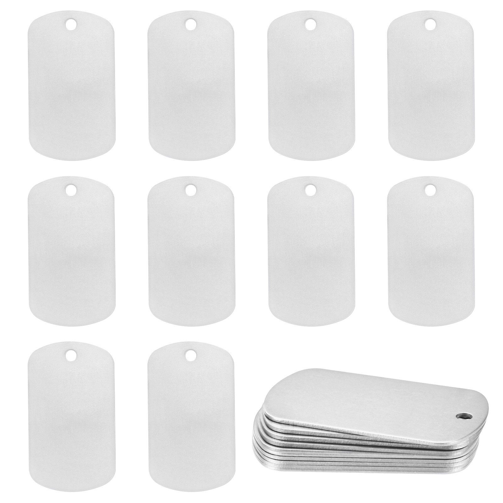 20-Pack 2″ x 1.18″ x 0.04″( L x W x T ) Blank Dog Tags [Silver, 1 Hole]