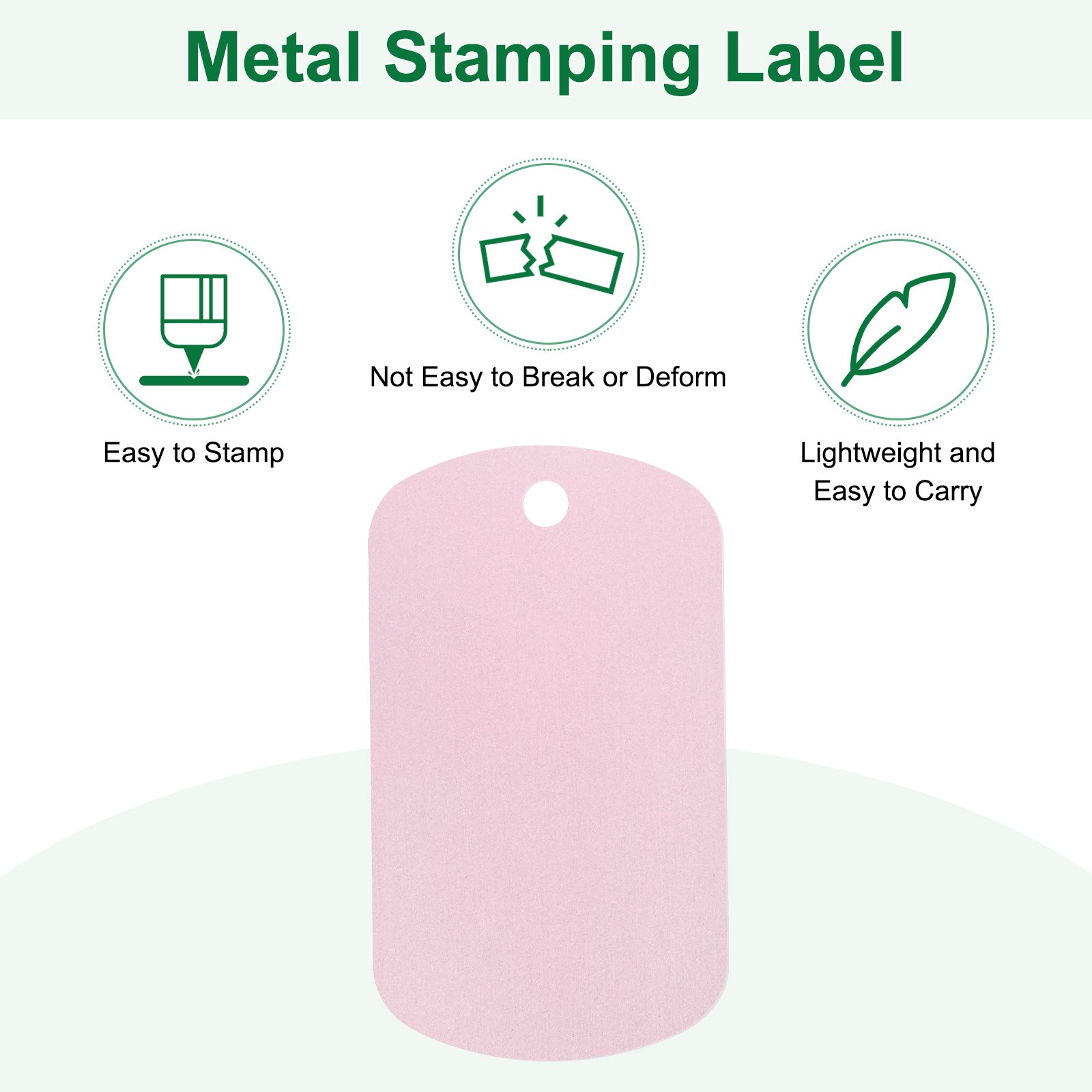 20-Pack 2″ x 1.18″ x 0.04″( L x W x T ) Blank Dog Tags [Pink, 1 Hole]