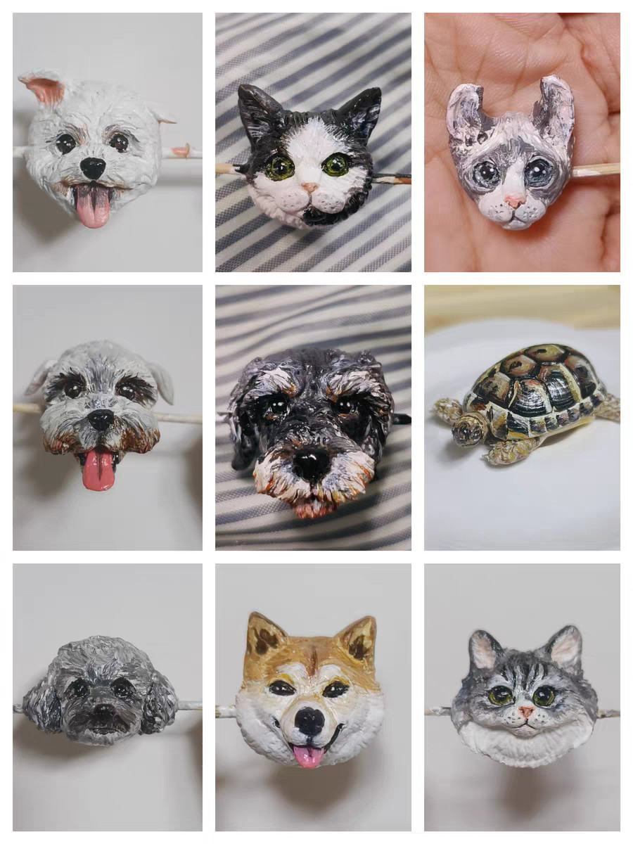Custom Pet Portrait Bead Mini Charm Handmade Clay Dog Cat Pandora Necklace Gift