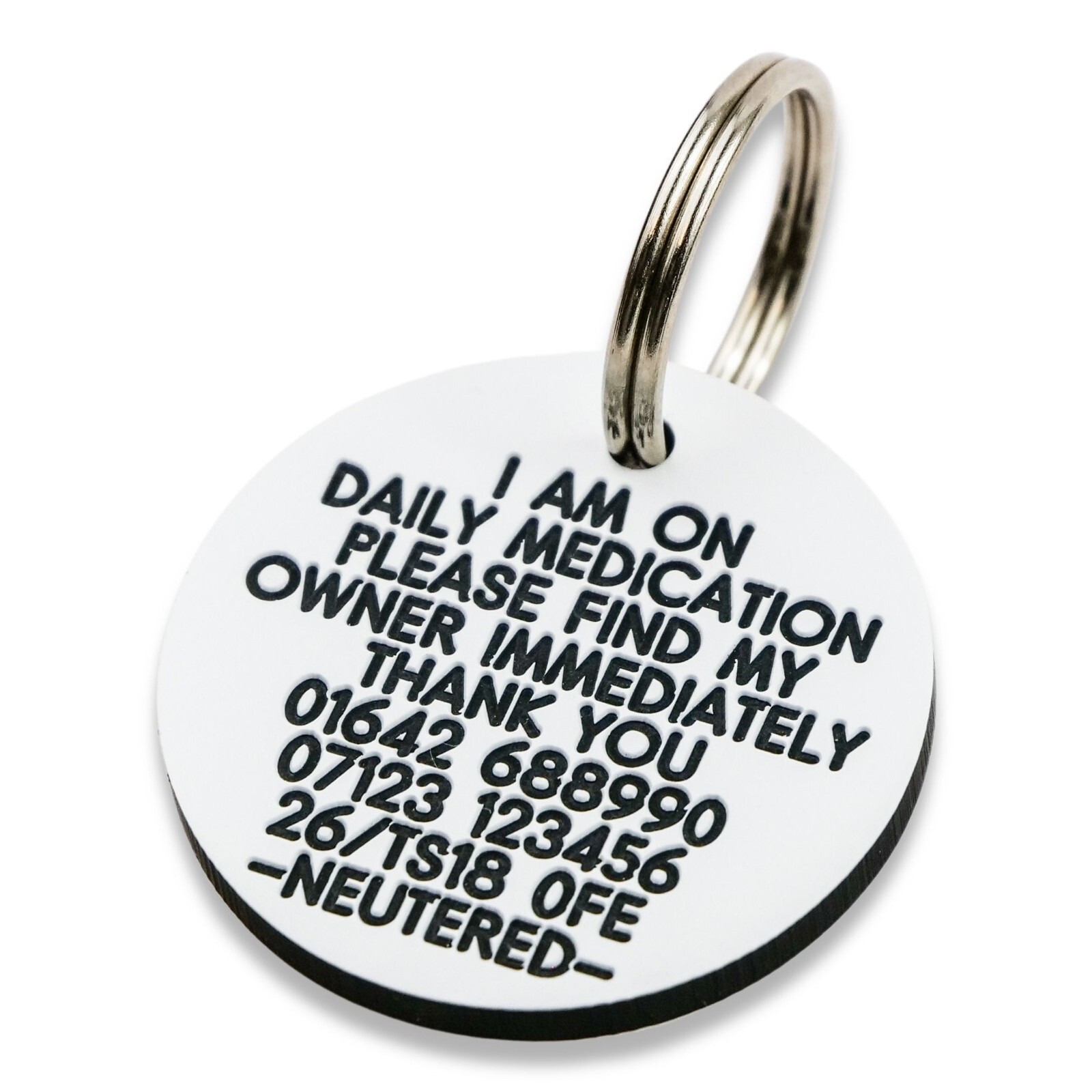 Pet Dog Cat ID Collar Tags – Deeply engraved FREE, 33mm Plastic Disc. 7 COLOURS