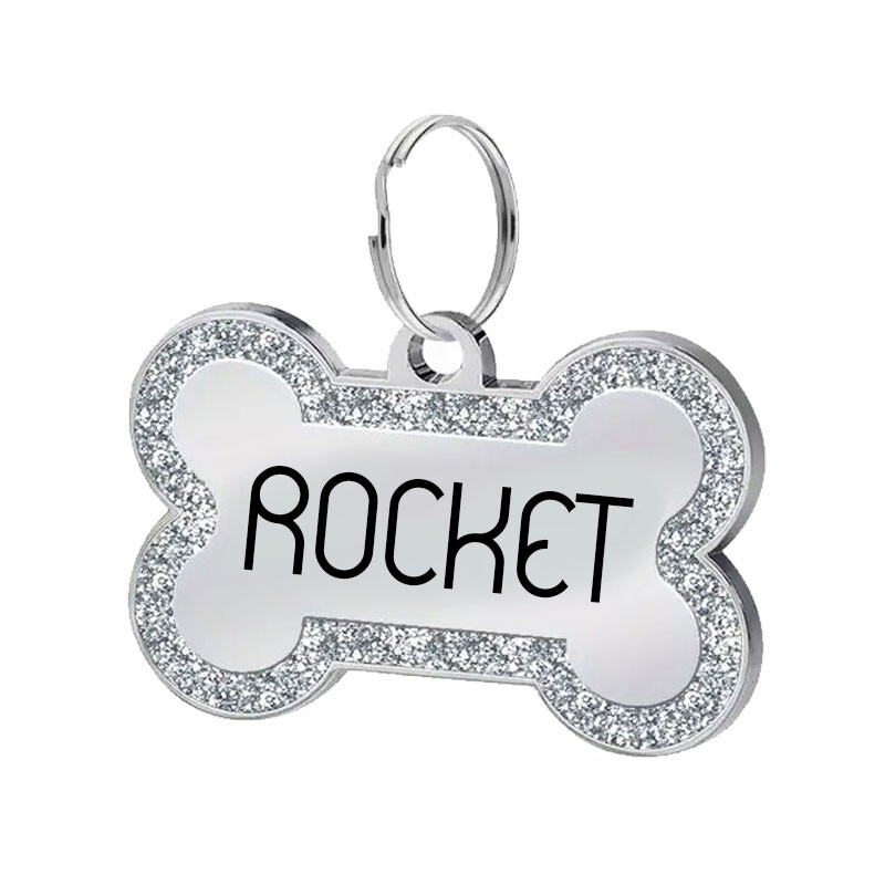 Custom Bone Large Dog Tag Placa ID Perro Grande Deep Engraved Stainless USA