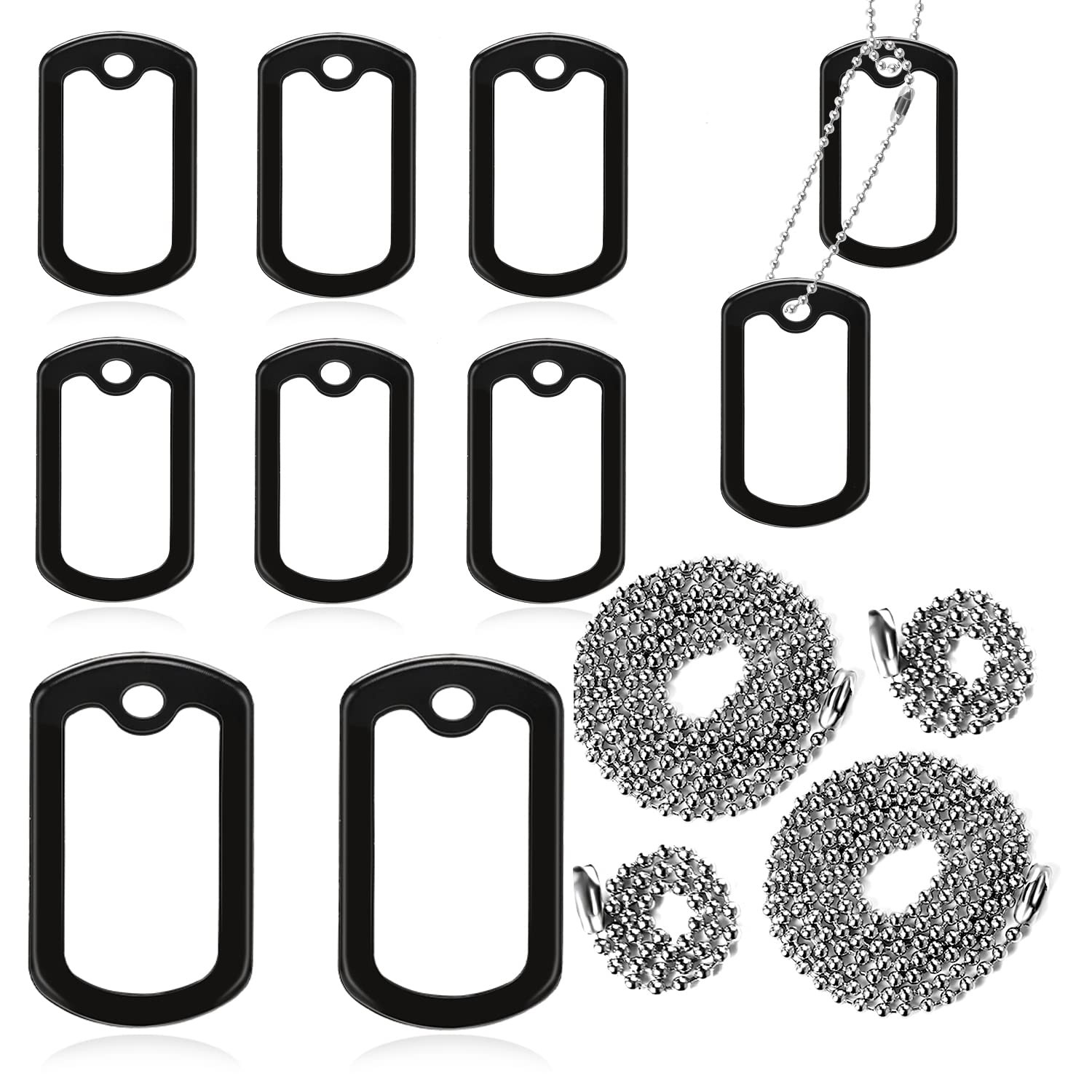 10-Pack Silicone Dog Tag Silencers with 4 Chains Noise Reducing Covers
