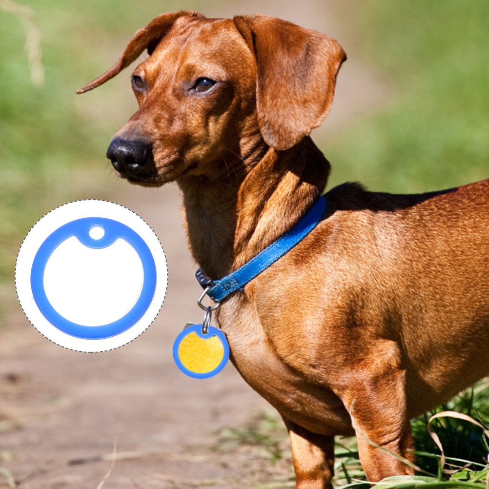 15Pcs Reusable Blue Silicone Dog Tag Holder for Pet Collar Protection
