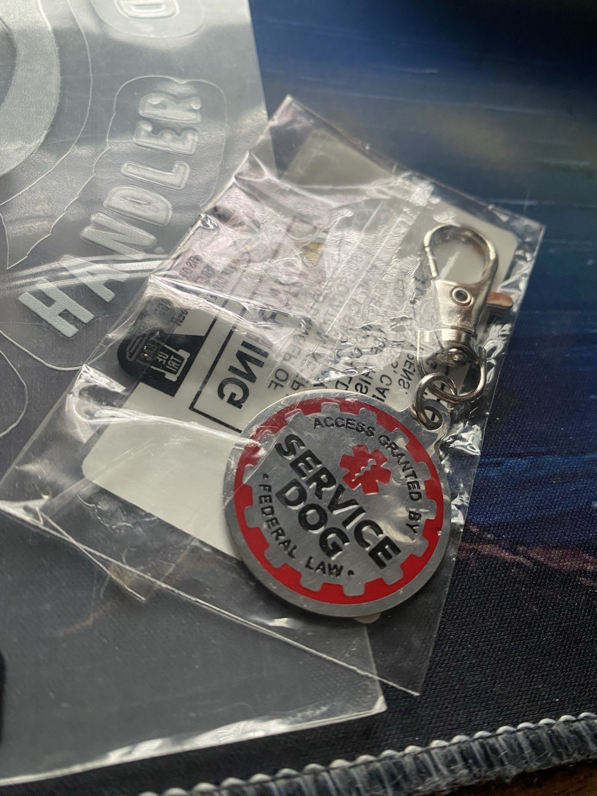 “Service Dog On Board” Vehicle Bundle – 2 Jumbo Decals, Dog Tag & Key Chain