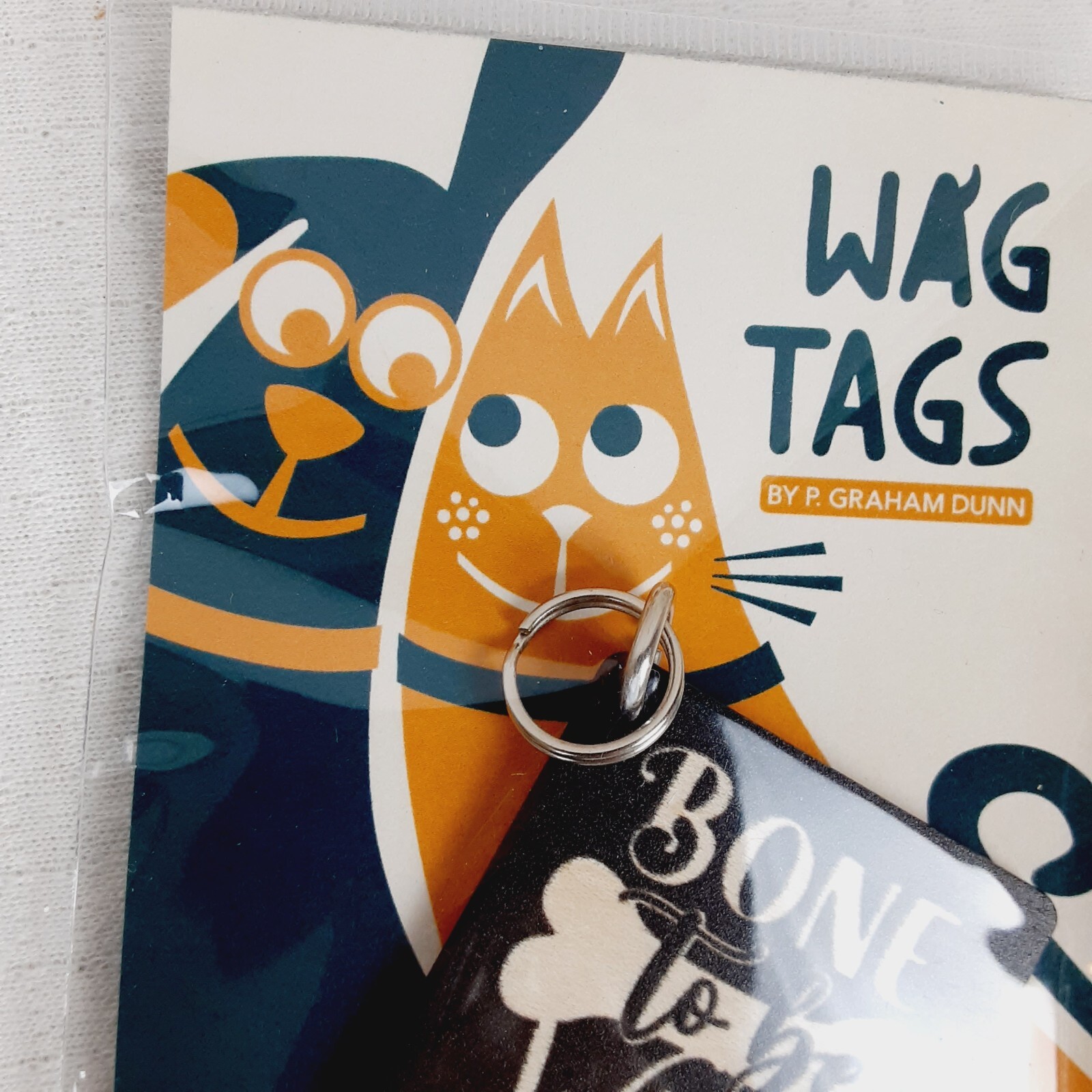 P Graham Dunn WAG TAGS Pet Collar Charms Wooden Square 1.5″ Set of 2 Ruff Wild