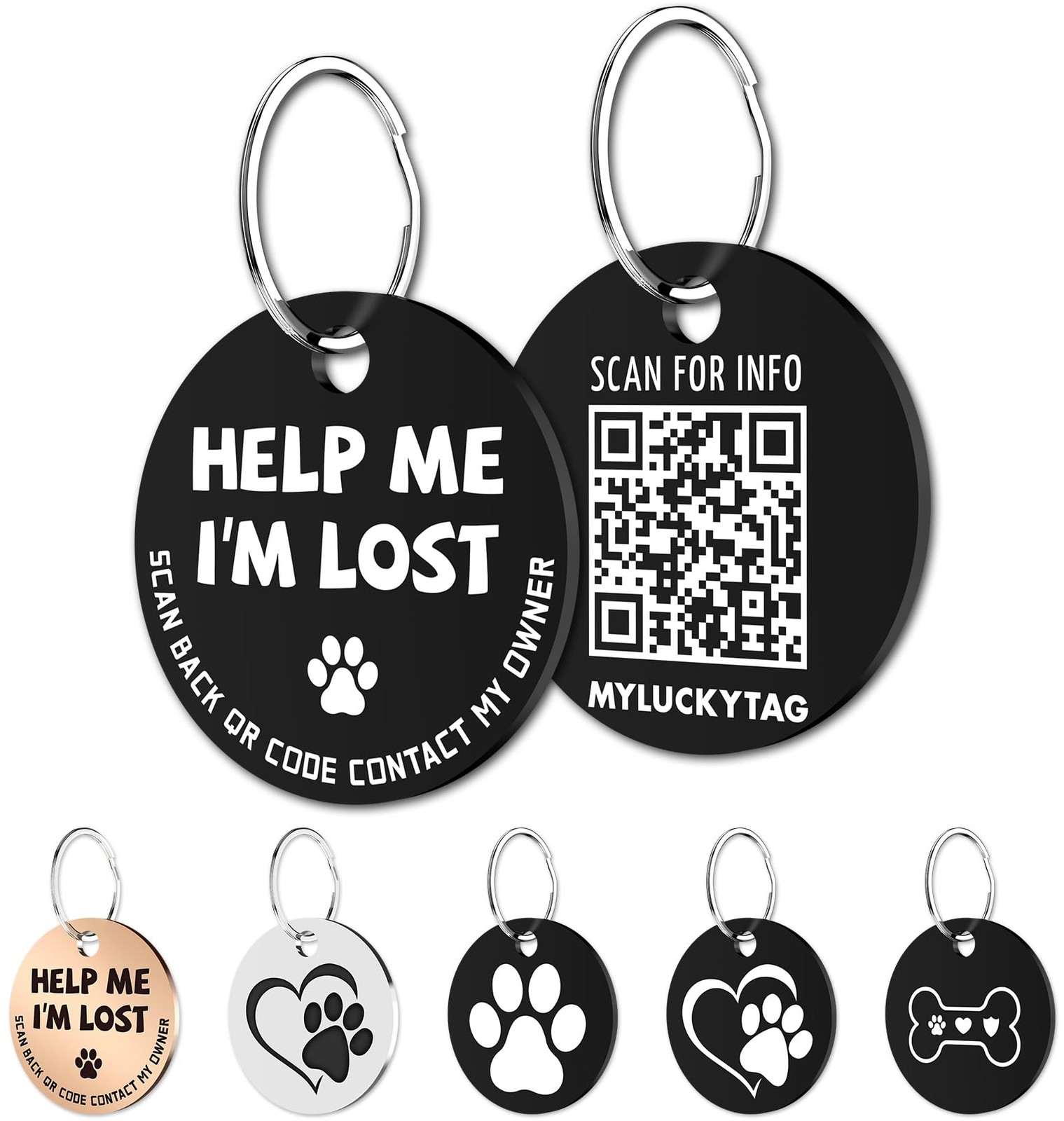 Stainless Steel QR Code Dog Tags – Scan QR for Instant Pet Location Alerts