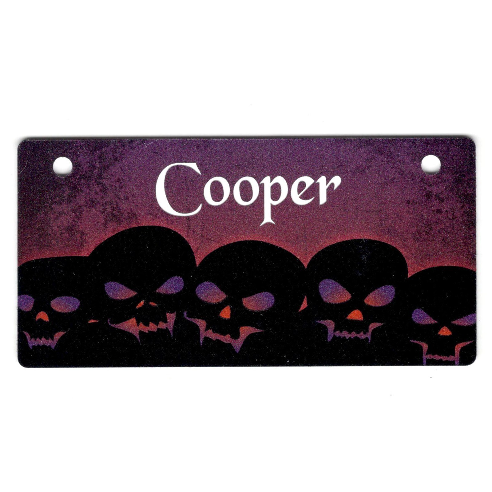 Purple Skulls Design Personalized 5″ x 2.5″ Dog Crate Tag FREE SHIPPING