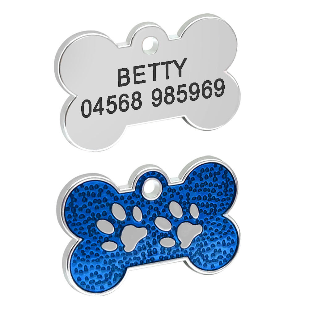 10/20pcs Dog Tags Bone Shape Personalized Custom Pet Name ID Address Paw Print