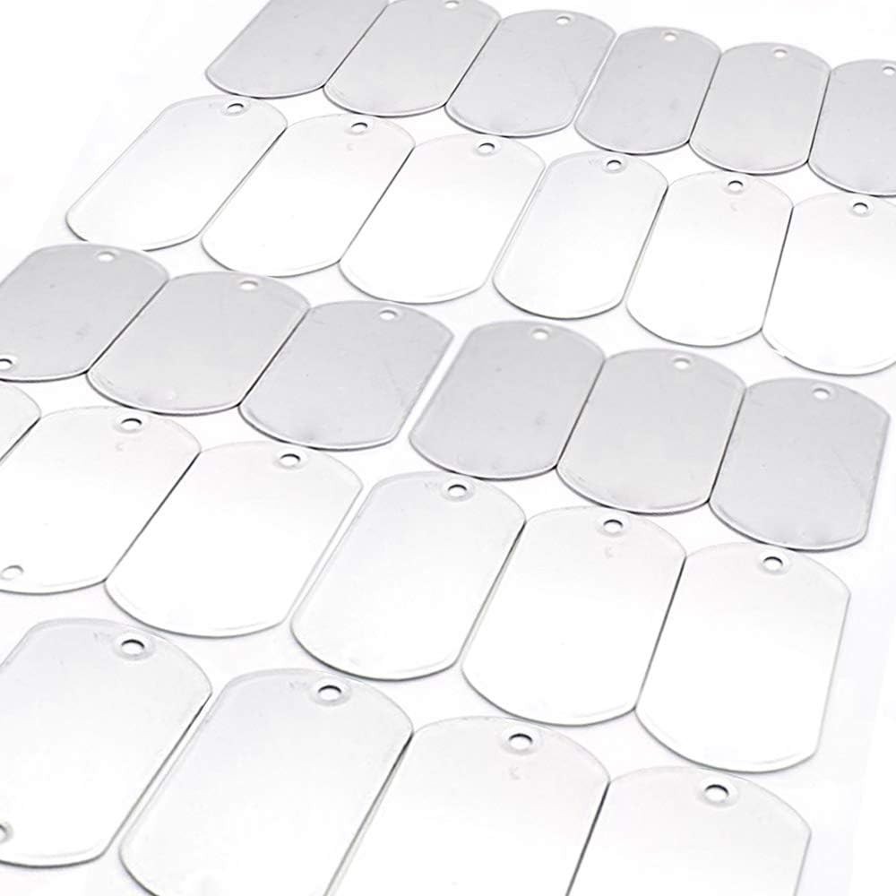 Military Dog Tags Shiny Polished – Stainless Steel Rolled Edge Backing Blank …