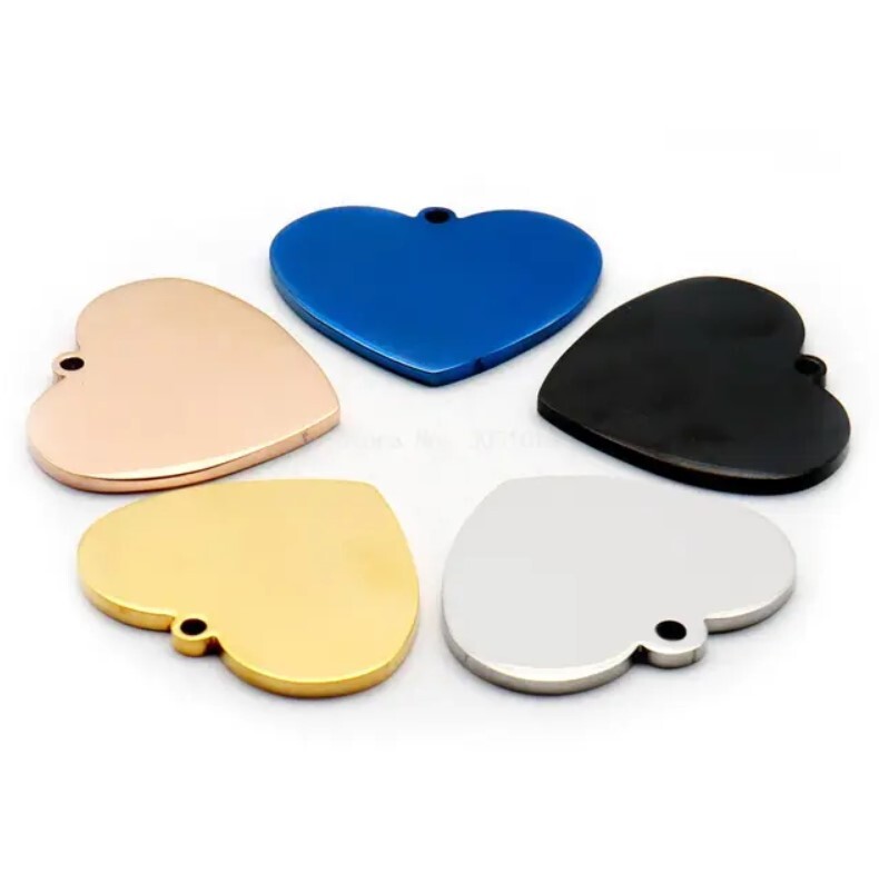 Heart Stainless Steel Personalized Pet Solid ID Tags Collars Custom For Cat Dog