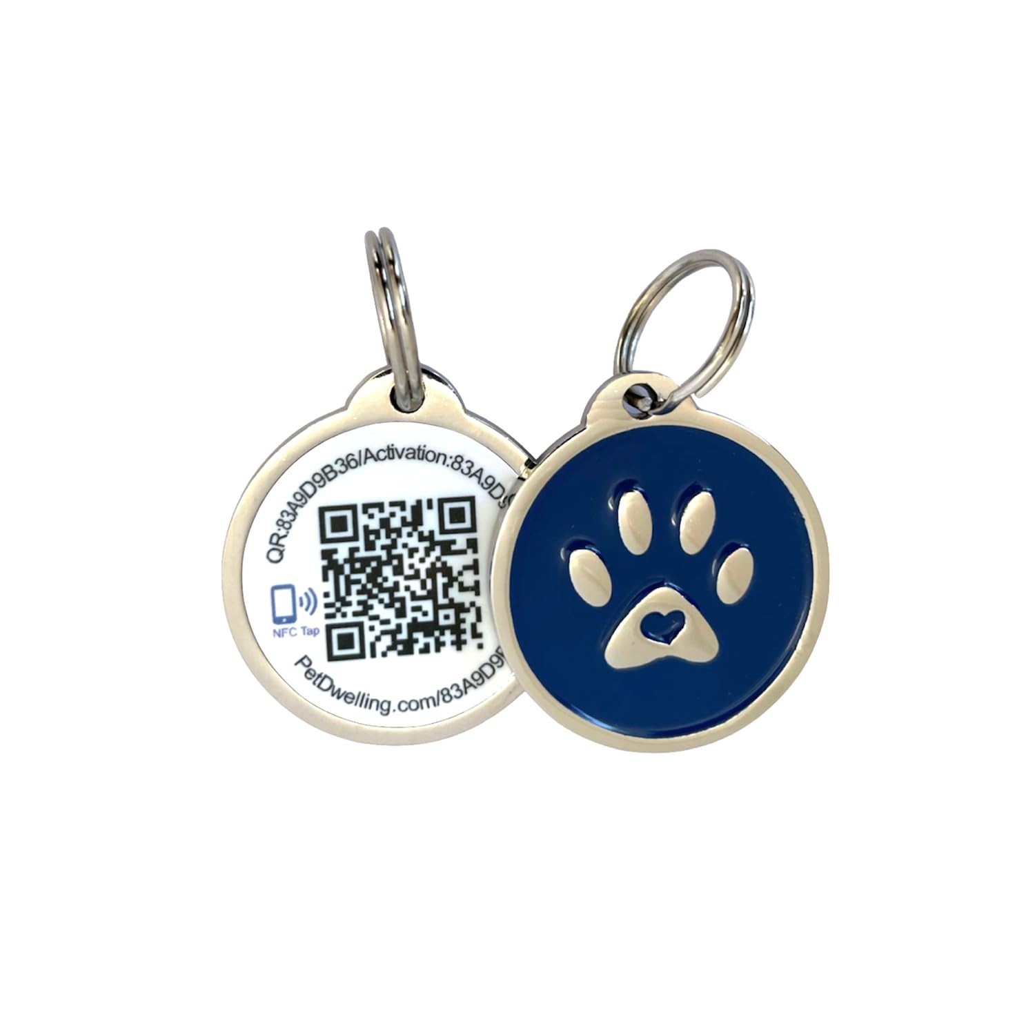 Smart QR + NFC Pet ID Tags Dogs Durable Waterproof AI Instant Scan Blue Paw