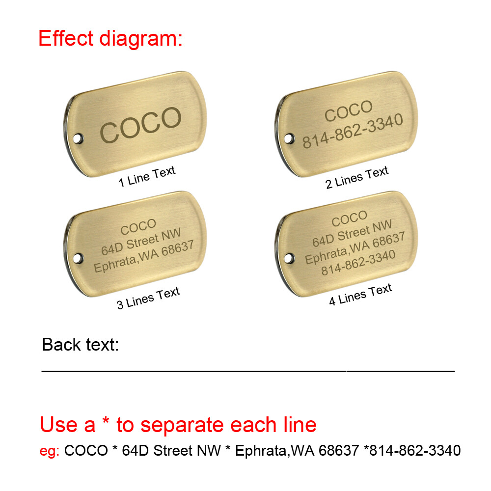 Military Dog Tags Customizable Name ID Collar Tag Engraved Personalized Necklace
