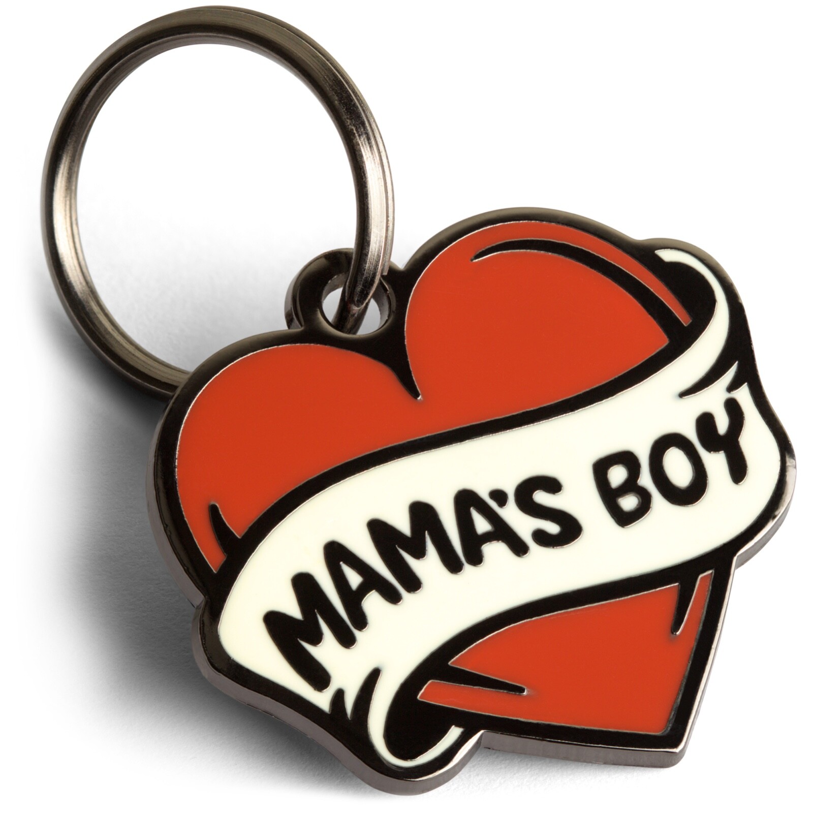 Mama’s Boy Dog Tag, Tattoo Red Heart Pet ID Tag, Dog Tags for Dogs, Funny Gift