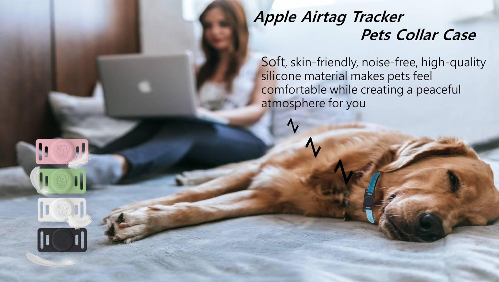 4 Pack Air Tags Dog Collar Holder,Waterproof Silicone Protective Cover for Ap…