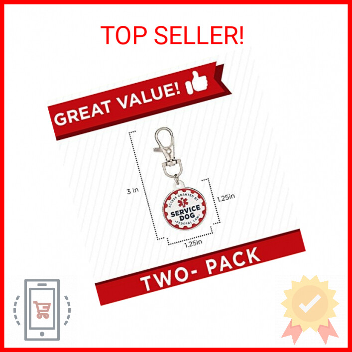 Industrial Puppy Service Dog Tag, 2 Pack: Metal Pet ID Tags for Service Animals,