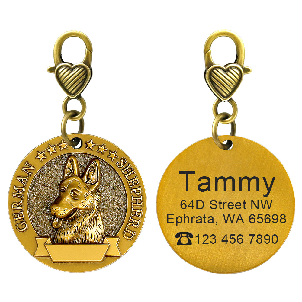 Personalized Dog 3D Tag Round Heavy Duty Custom Pet ID Name Collar Disc Engraved