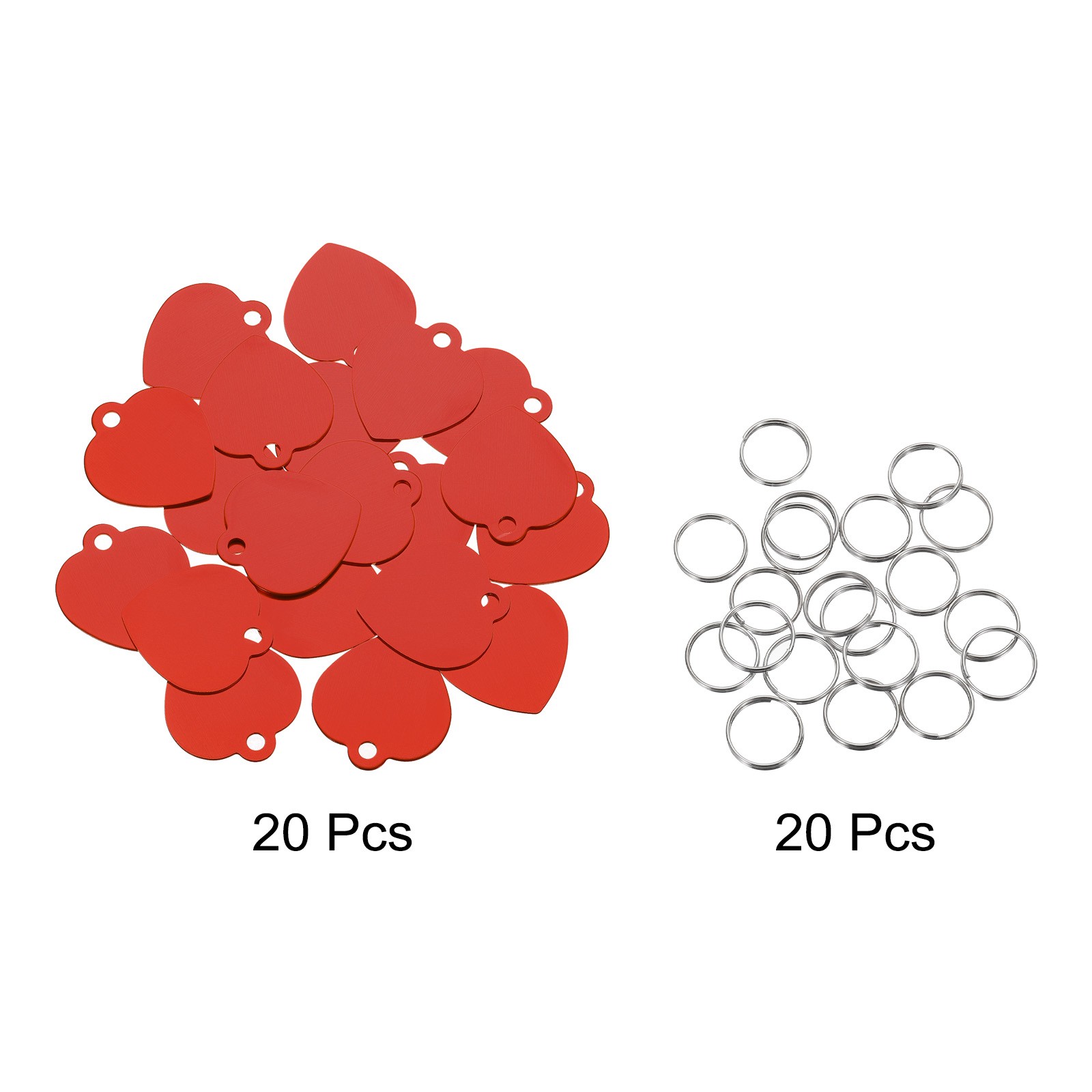 Pet ID Tags, Engraving Tags, Heart-Shape Dog ID Tag, Red Blank Tags, 20pcs