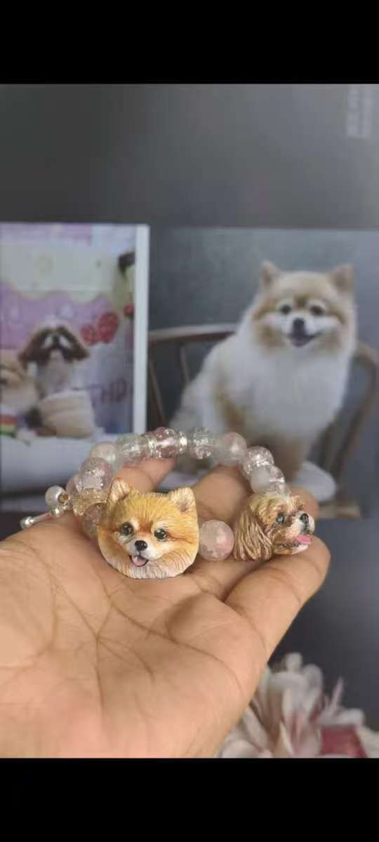 Custom Pet Portrait Bead Mini Charm Handmade Clay Dog Cat Pandora Necklace Gift