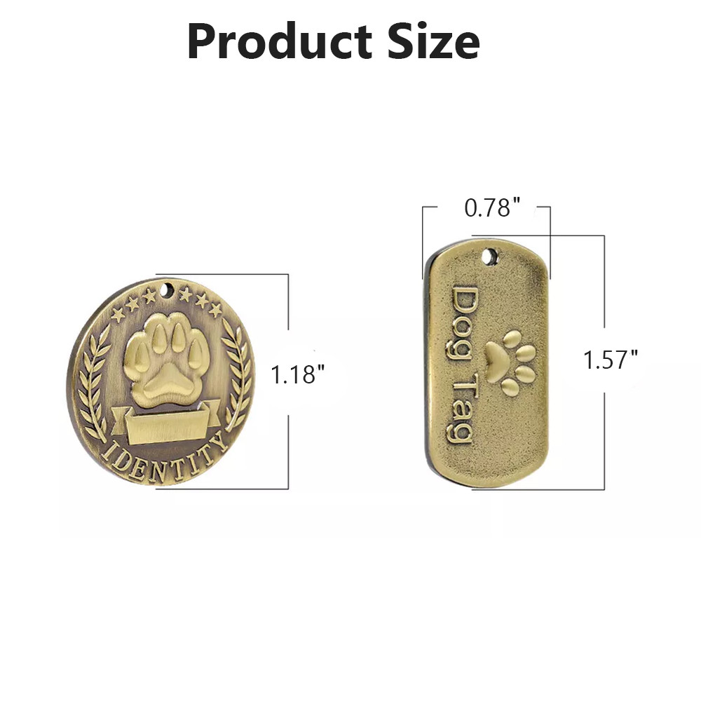 Brass Personalized Dog Tags Military Custom Engraved Pet Name ID Tag For Collar