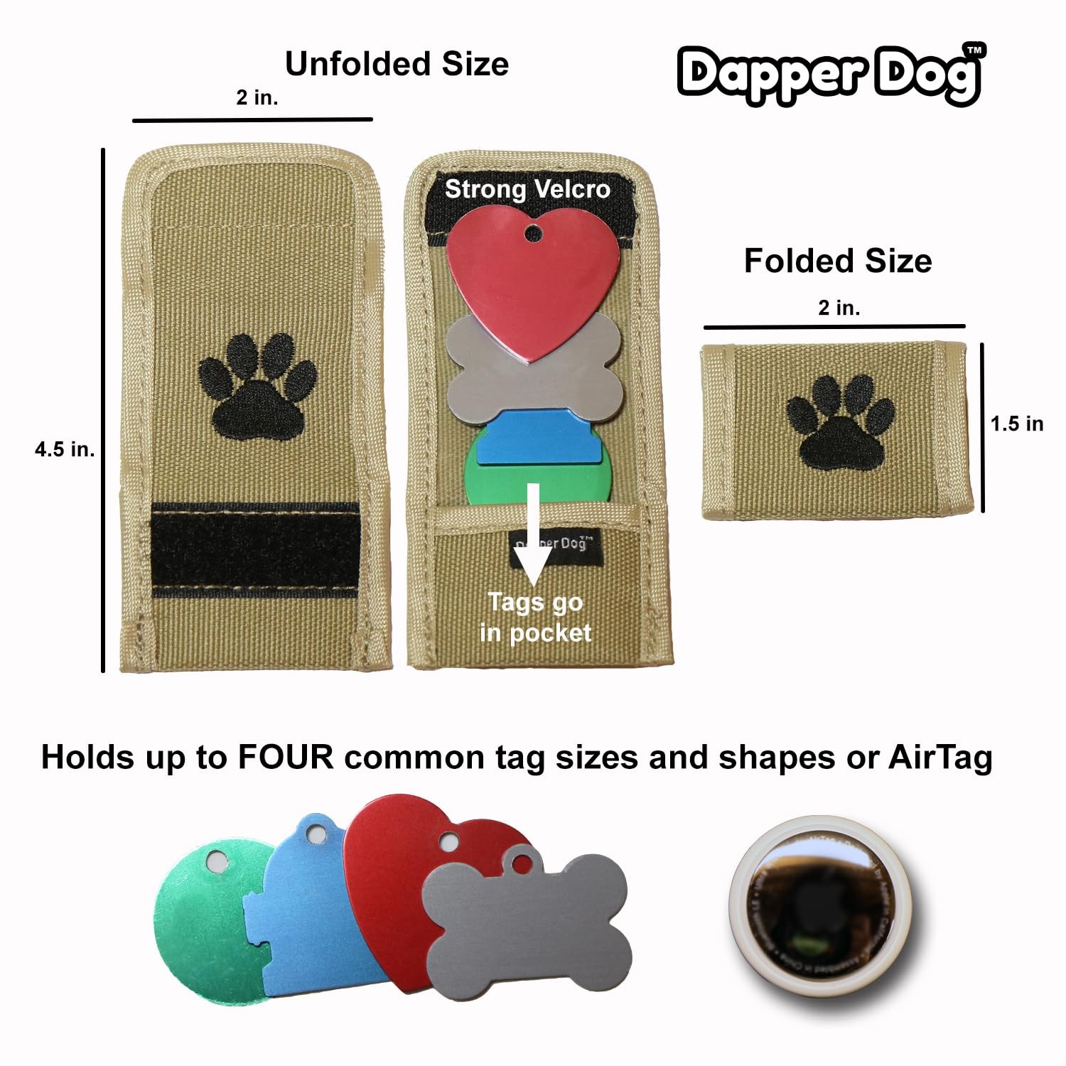 Dapper Dog Pet Tag Silencer Ballistic Nylon Black