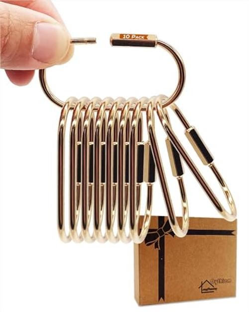 Premium Brass Keychain-Gold Key Ring Gold Carabiner Clip with Secure Locking