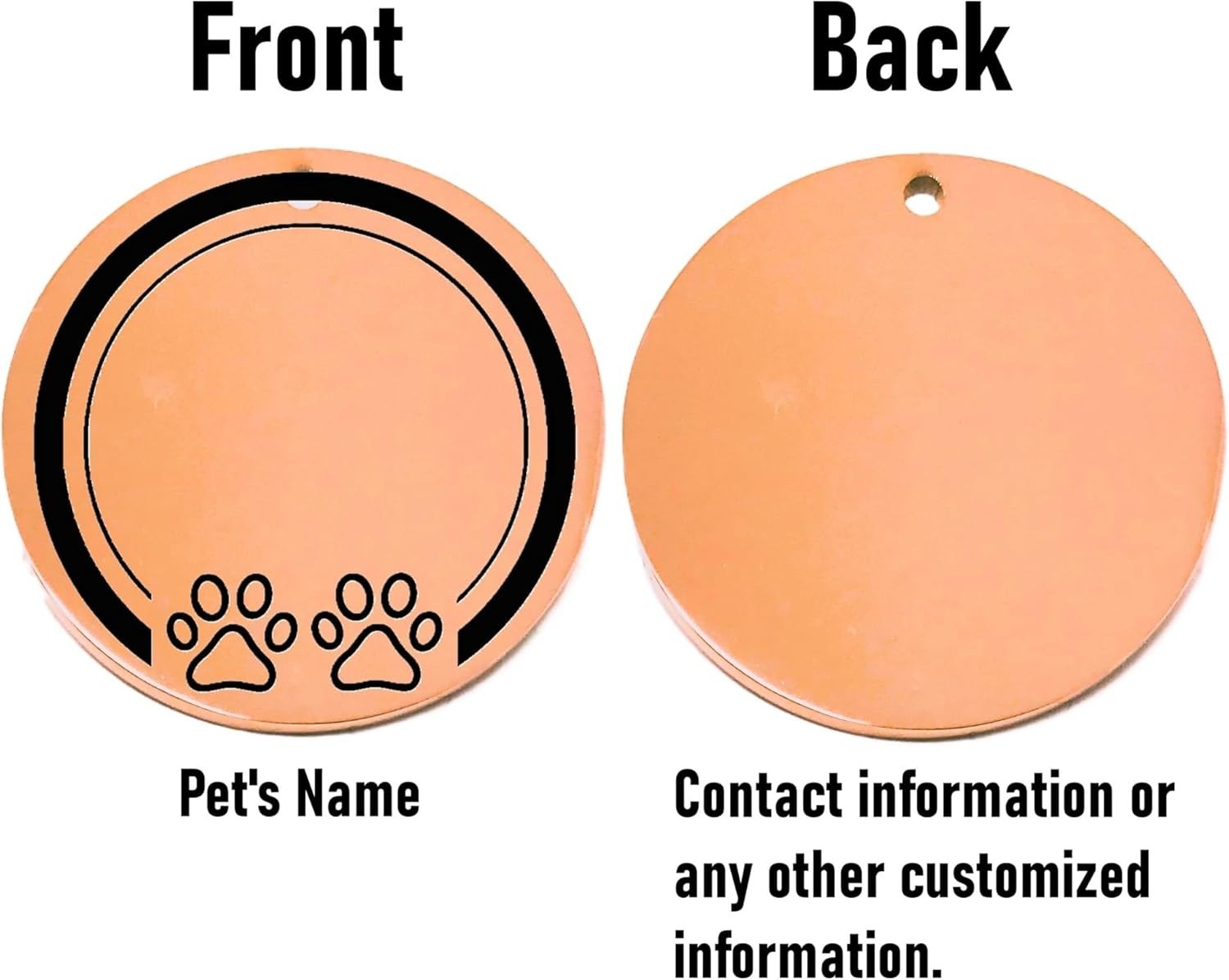 Custom 2 Paws Pet ID Tags for Dog or Cat Collar – Laser Etched Cute Name Tag